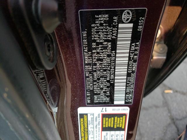 4T1BK1EB4EU116154 - 2014 TOYOTA AVALON BASE 勃艮第红 照片 12