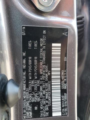 5TDJKRFH3ES068832 - 2014 TOYOTA HIGHLANDER XLE GRAY photo 13