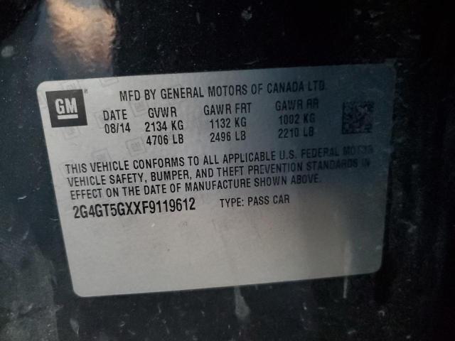 2G4GT5GXXF9119612 - 2015 BUICK REGAL GS BLACK photo 12