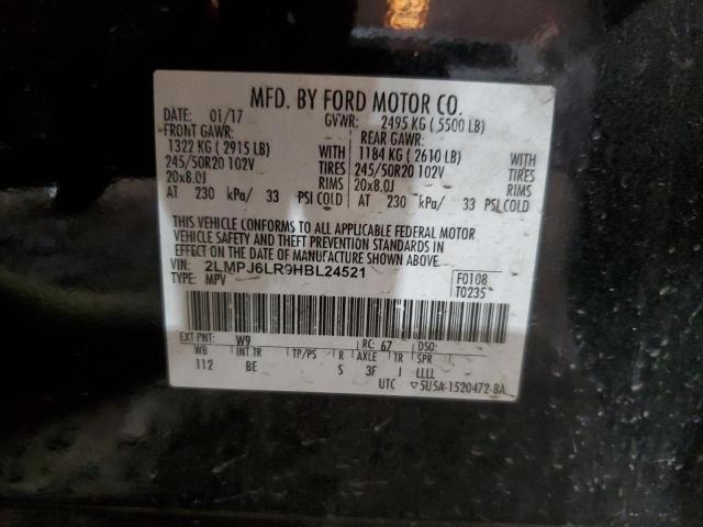 2LMPJ6LR9HBL24521 - 2017 LINCOLN MKX RESERVE Սև լուսանկար 14