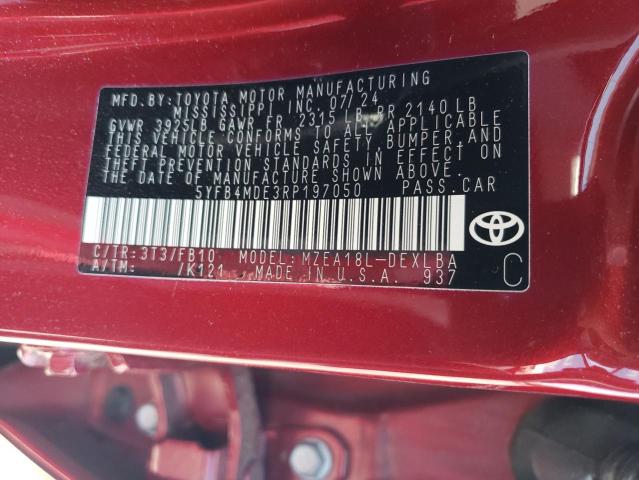 5YFB4MDE3RP197050 - 2024 TOYOTA COROLLA LE RED photo 12