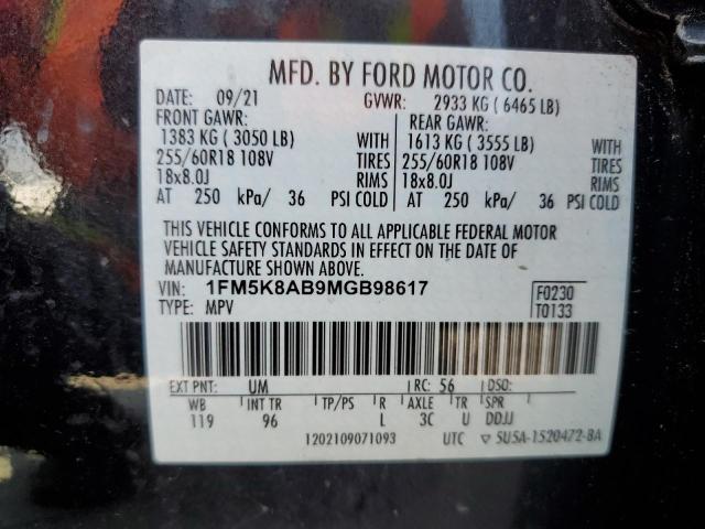 1FM5K8AB9MGB98617 - 2021 FORD EXPLORER POLICE INTERCEPTOR TWO TONE photo 14