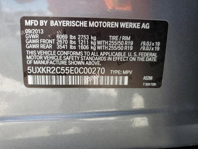 5UXKR2C55E0C00270 - 2014 BMW X5 SDRIVE35I GRAY photo 13
