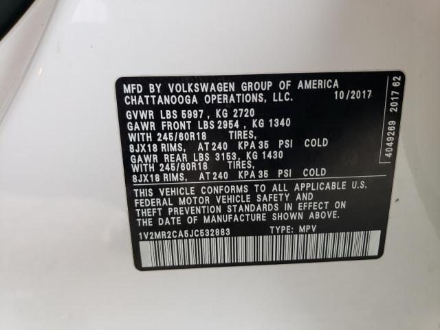 1V2MR2CA5JC532883 - 2018 VOLKSWAGEN ATLAS SEL WHITE photo 14