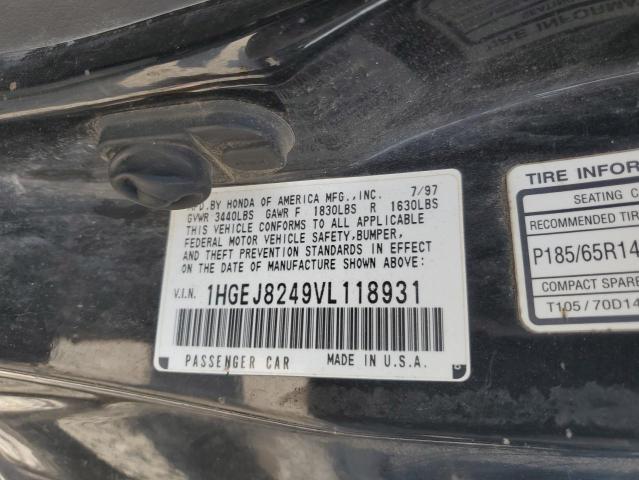 1HGEJ8249VL118931 - 1997 HONDA CIVIC EX BLACK photo 13