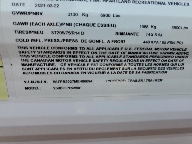 5SFPB2927ME466894 - 2021 HEART LAND PROWLER 双色 照片 10