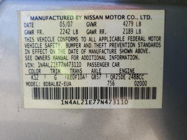 1N4AL21E77N473110 - 2007 NISSAN ALTIMA 2.5 SILVER photo 13