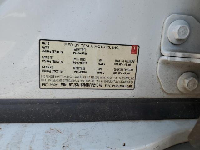 5YJSA1CN6DFP21076 - 2013 TESLA MODEL S თეთრი ფოტო 12