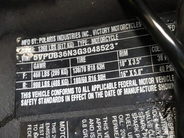 5VPDB36N3G3048523 - 2016 VICTORY MOTORCYCLES CROSS COUN Gris photo 10