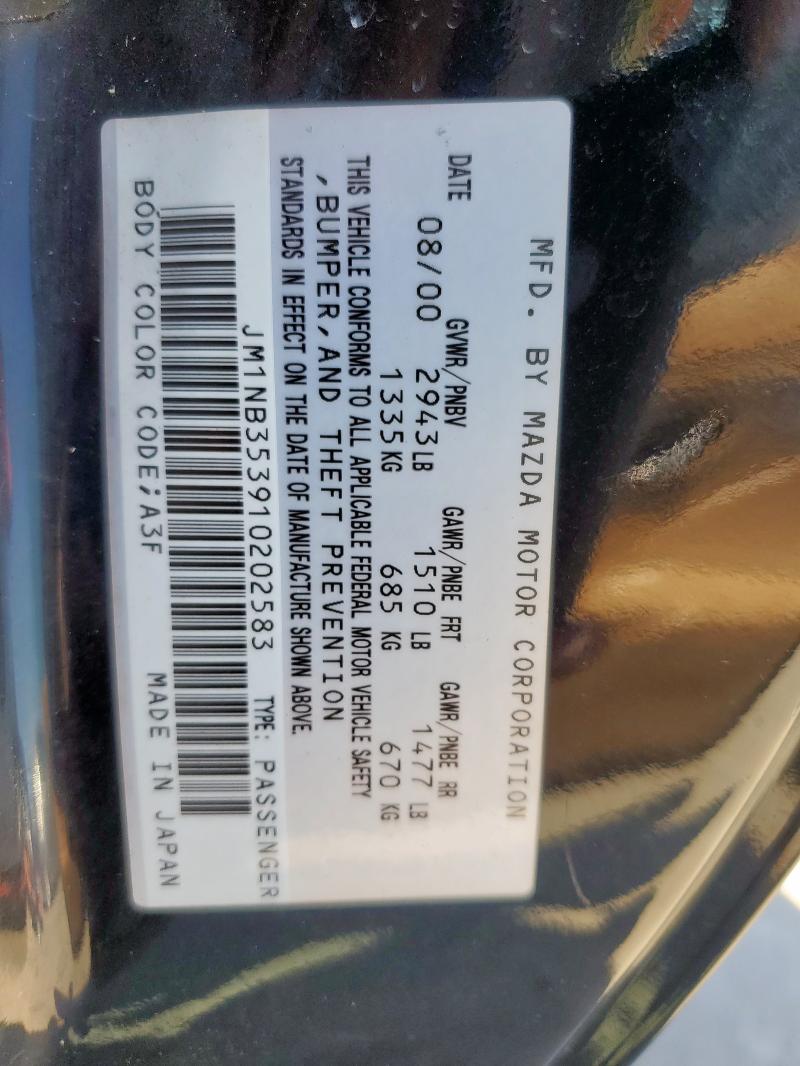 JM1NB353910202583 - 2001 MAZDA MX-5 MIATA BASE BLACK photo 13