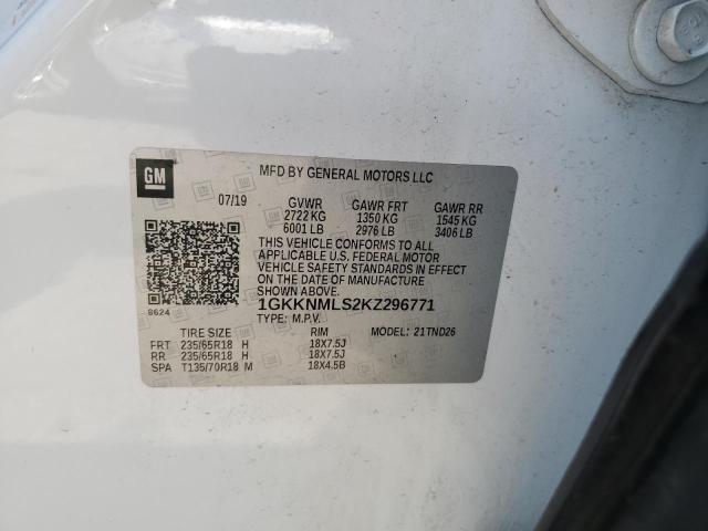 1GKKNMLS2KZ296771 - 2019 GMC ACADIA SLT-1 白色 照片 13