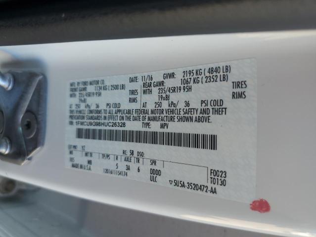 1FMCU9G98HUC26328 - 2017 FORD ESCAPE SE 白色 照片 12