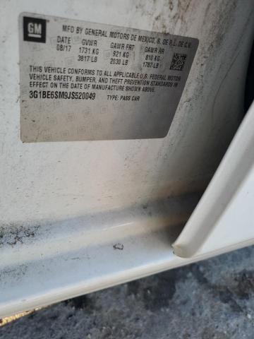 3G1BE6SM9JS520049 - 2018 CHEVROLET CRUZE LT أبيض صورة 12