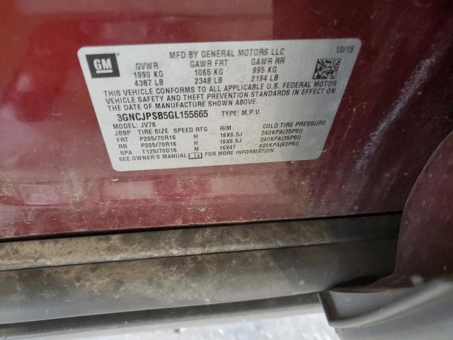 3GNCJPSB5GL155665 - 2016 CHEVROLET TRAX 1LT 勃艮第红 照片 13