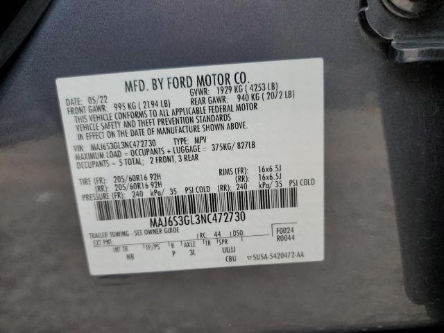 MAJ6S3GL3NC472730 - 2022 FORD ECOSPORT SE Gri fotoğraf 13