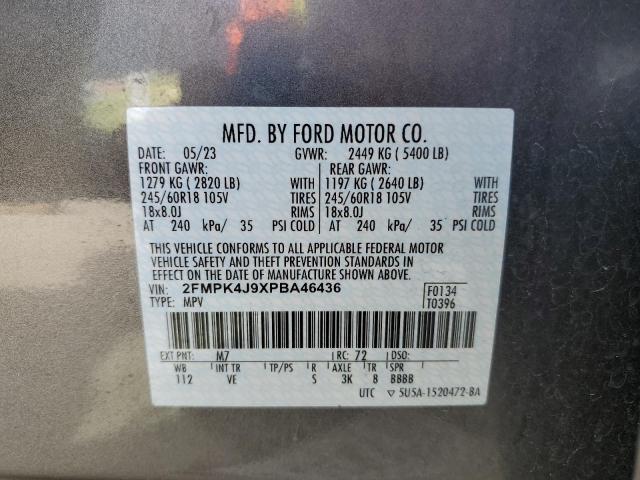 2FMPK4J9XPBA46436 - 2023 FORD EDGE SEL GRAY photo 12