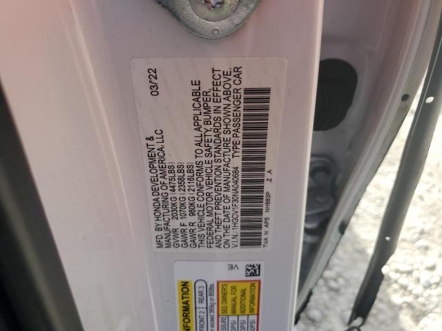 1HGCV1F30NA040684 - 2022 HONDA ACCORD SPORT WHITE photo 12