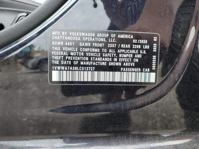 1VWWA7A36LC012727 - 2020 VOLKSWAGEN PASSAT SE BLACK photo 12