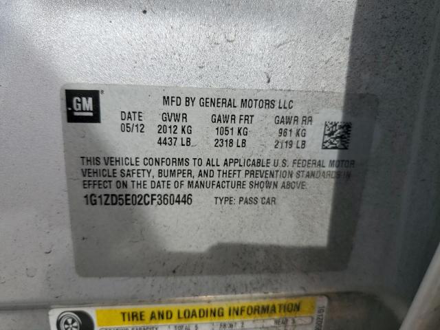 1G1ZD5E02CF360446 - 2012 CHEVROLET MALIBU 2LT SILVER photo 12