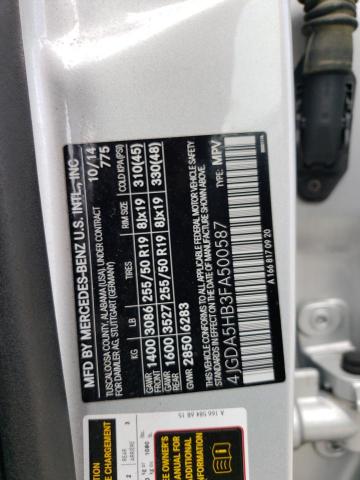 4JGDA5HB3FA500587 - 2015 MERCEDES-BENZ ML 350 4MATIC SILVER photo 12