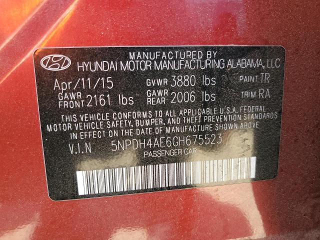 5NPDH4AE6GH675523 - 2016 HYUNDAI ELANTRA SE RED photo 12