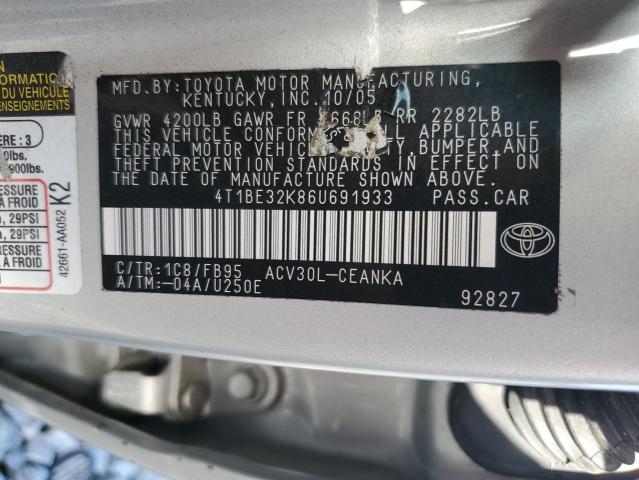4T1BE32K86U691933 - 2006 TOYOTA CAMRY LE SILVER photo 13
