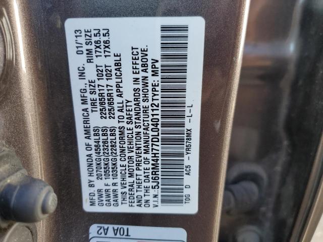 5J6RM4H77DL040112 - 2013 HONDA CR-V EXL GRAY photo 13