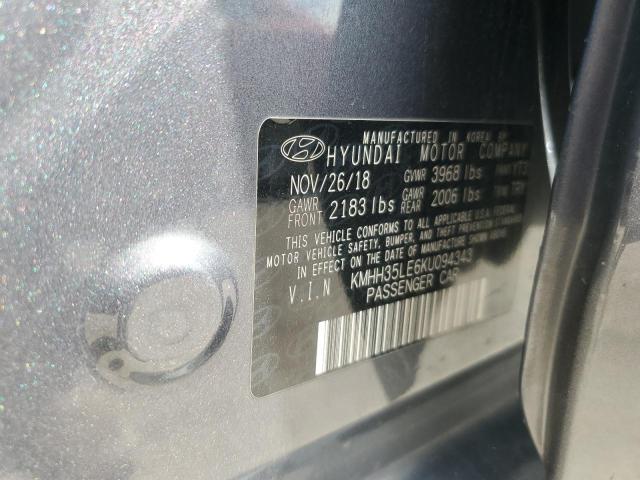 KMHH35LE6KU094343 - 2019 HYUNDAI ELANTRA GT GRAY photo 12