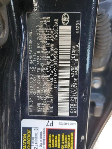 4T1BF1FK7CU195609 - 2012 TOYOTA CAMRY BASE შავი ფოტო 12