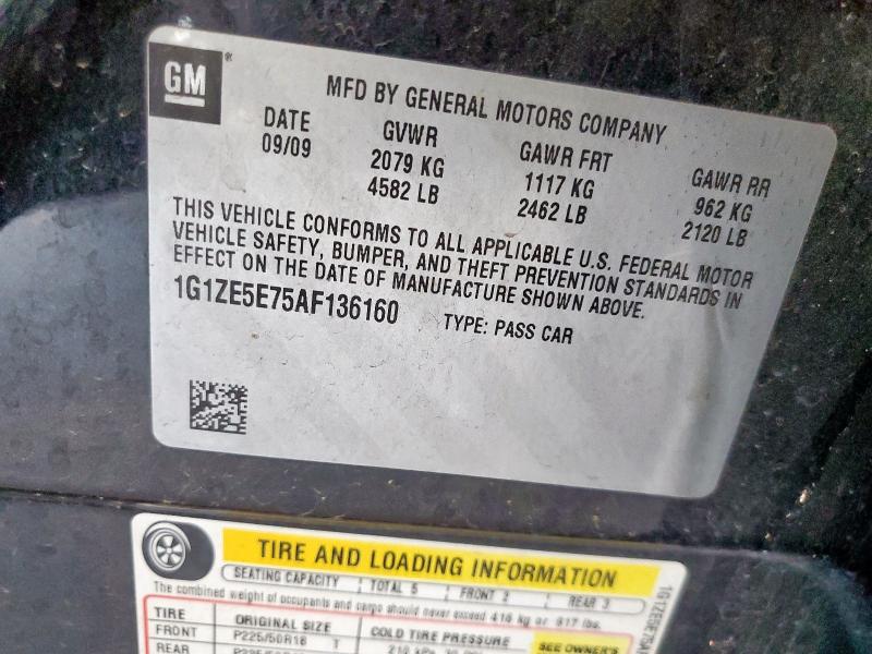 1G1ZE5E75AF136160 - 2010 CHEVROLET MALIBU LTZ შავი ფოტო 12