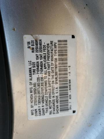 5FNRL38877B001538 - 2007 HONDA ODYSSEY TOURING SILVER photo 13