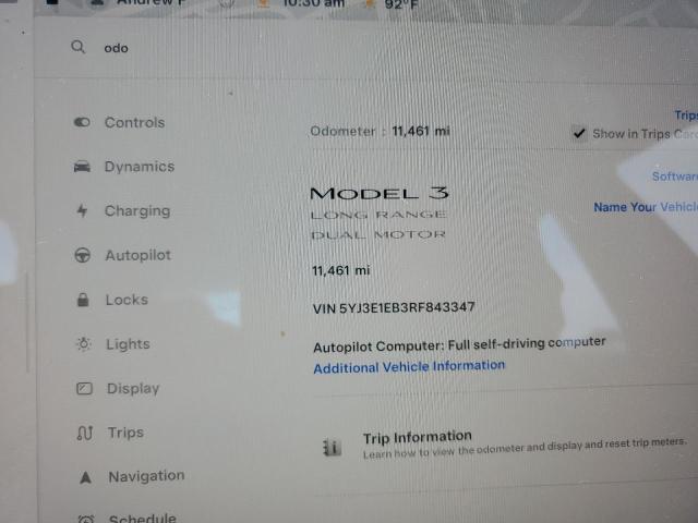 5YJ3E1EB3RF843347 - 2024 TESLA MODEL 3 GRAY photo 9