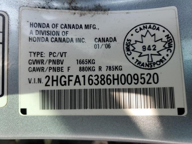 2HGFA16386H009520 - 2006 HONDA CIVIC DX VP Gümüş foto 12