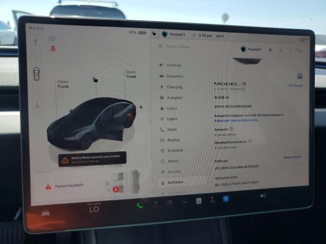 5YJ3E1EAXSF929445 - 2025 TESLA MODEL 3 ნაცრისფერი ფოტო 9