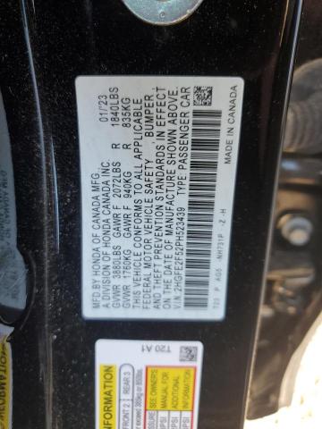 2HGFE2F52PH523439 - 2023 HONDA CIVIC SPORT BLACK photo 12