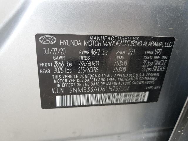 5NMS33AD6LH257557 - 2020 HYUNDAI SANTA FE SEL Gümüş foto 12