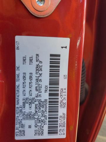 5TFUW5F13HX649288 - 2017 TOYOTA TUNDRA DOUBLE CAB SR/SR5 RED photo 12