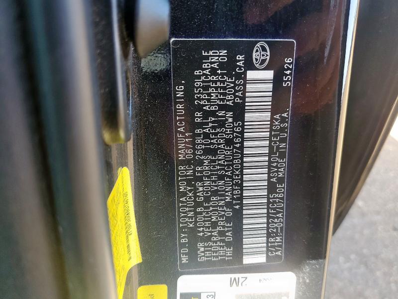 4T1BF3EK0BU746765 - 2011 TOYOTA CAMRY BASE Սև լուսանկար 12