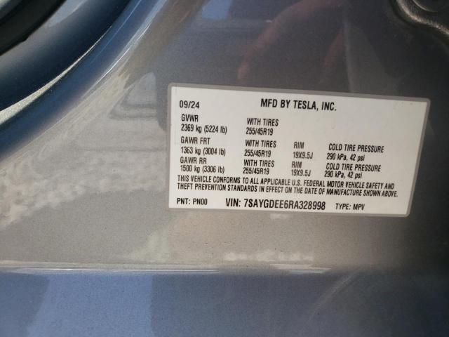 7SAYGDEE6RA328998 - 2024 TESLA MODEL Y Сірий фото 13