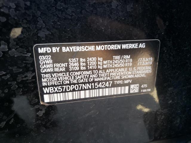 WBX57DP07NN154247 - 2022 BMW X3 XDRIVE30I BLACK photo 13