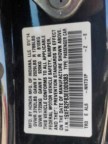 19XFB2F83EE009383 - 2014 HONDA CIVIC EX BLACK photo 12