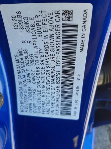 2HGFC2F8XMH525791 - 2021 HONDA CIVIC SPORT 蓝色 照片 12