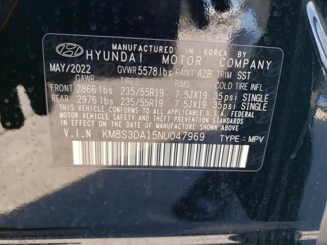 KM8S3DA15NU047969 - 2022 HYUNDAI SANTA FE SEL PREMIUM BLACK photo 14