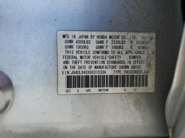 JH4CL968X6C010384 - 2006 ACURA TSX SILVER photo 12