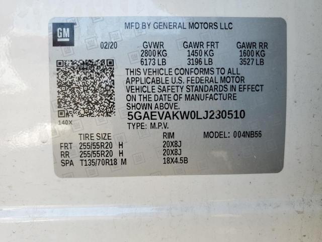 5GAEVAKW0LJ230510 - 2020 BUICK ENCLAVE ESSENCE أبيض صورة 13