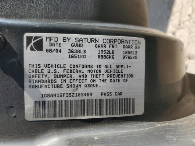1G8AN12F35Z103469 - 2005 SATURN ION LEVEL 2 银色 照片 12