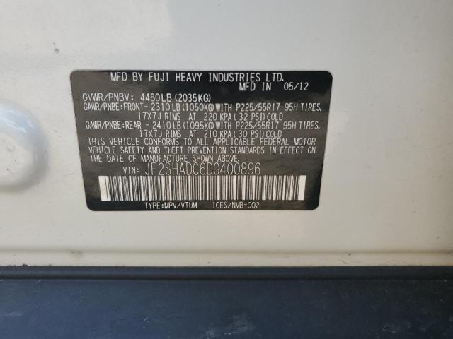 JF2SHADC6DG400896 - 2013 SUBARU FORESTER 2.5X PREMIUM WHITE photo 12