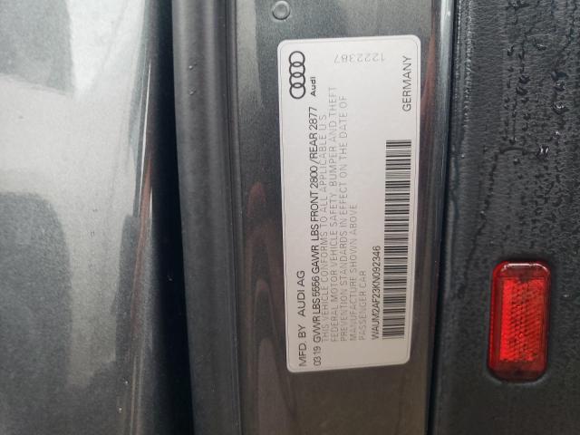 WAUM2AF23KN092346 - 2019 AUDI A6 PRESTIGE ნაცრისფერი ფოტო 12