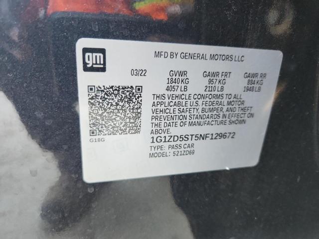 1G1ZD5ST5NF129672 - 2022 CHEVROLET MALIBU LT BLACK photo 13