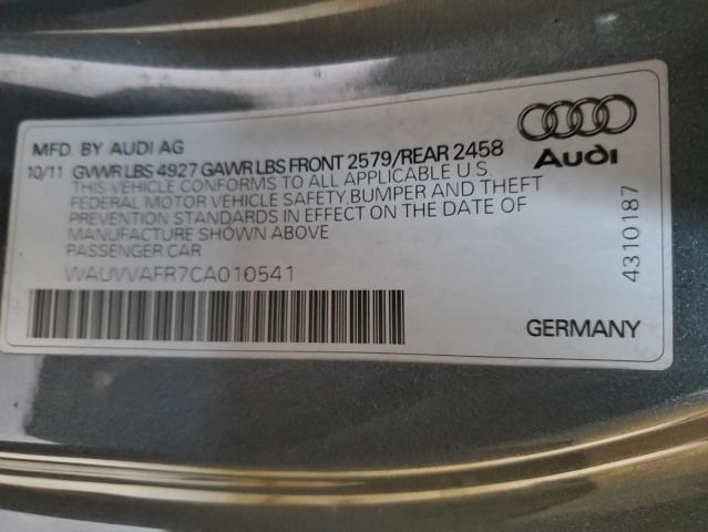 WAUVVAFR7CA010541 - 2012 AUDI S5 PRESTIGE GRAY photo 12